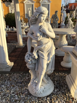Steinfigur "Frau mit Blumenkorb" H. 132 cm, Steinguss, Gartenfigur, Statue, Park & Gartendekoration