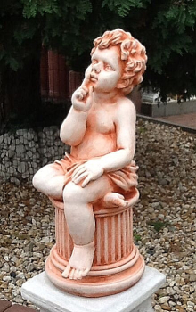 Gartenfigur, Engelsfigur, "Bitte ganz leise" Park & Gartendekoration, Grabfigur, Steinfigur, Steinguss