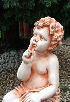 Gartenfigur, Engelsfigur, "Bitte ganz leise" Park & Gartendekoration, Grabfigur, Steinfigur, Steinguss