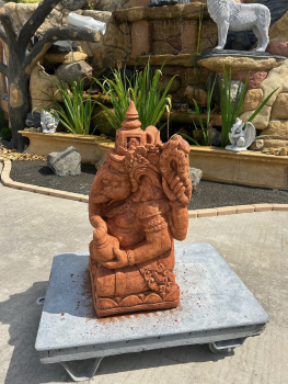 Gartenfigur, Ganesha / Elefantenbuddha, reich verziert, Park & Gartendekoration, Statue, Skulptur, Steinfigur, Steinguss