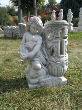 Grabvase mit Engel Steinfigur Statue Gartenfigur