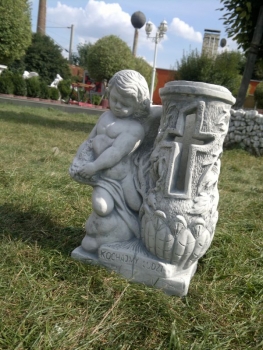 Preview: Grabvase mit Engel Steinfigur Statue Gartenfigur