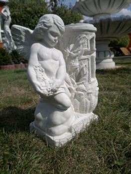 Preview: Grabvase mit Engel Steinfigur Statue Gartenfigur