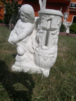 Preview: Grabvase mit Engel Steinfigur Statue Gartenfigur