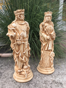 Steinfiguren Set, König & Königin, Schachfiguren, Park & Gartendekoration, Skulpturen, Gartenfiguren, Steinguss
