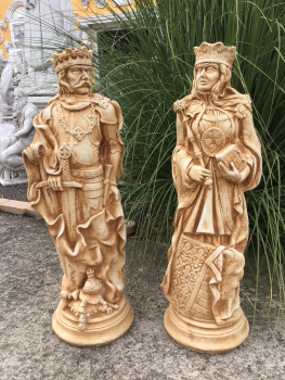 Steinfiguren Set, König & Königin, Schachfiguren, Park & Gartendekoration, Skulpturen, Gartenfiguren, Steinguss