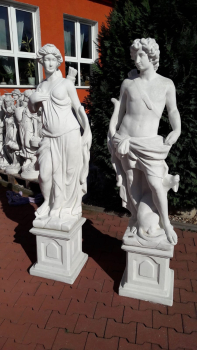 Preview: Set Jäger und Jägerin mit Sockel, Steinfiguren, Steinguss, Park & Gartendekoration