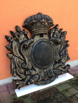 Wandbild, Wappen, 88 cm hoch, Fassadenschmuck, Stuck, Steinguss, Garten & Parkdekoration, Relief