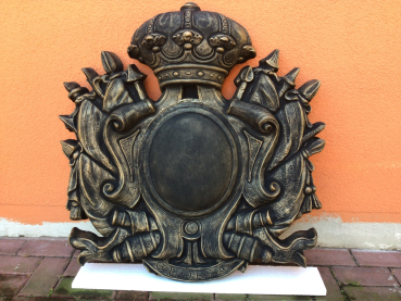 Wandbild, Wappen, 88 cm hoch, Fassadenschmuck, Stuck, Steinguss, Garten & Parkdekoration, Relief
