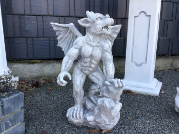 Gartenfigur, Mauerwächter, Gargoyle, 56 cm hoch, Park & Gartendeko, Skulpturen, Steinfiguren, Steinguss