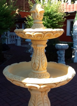Gartenbrunnen mit 2 Brunnenschalen und Zapfenspitze, Park & Gartendekoration, Steinguss