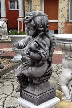 Gartenfigur, Grabfigur, Engel mit Violine XL, Park & Gartendekoration, Statue, Skulptur, Steinfigur, Steinguss