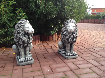 Steinfiguren Set, Löwenpaar je 53 cm Park & Gartendekoration, Gartenfiguren, Skulpturen, Steinguss, Statuen