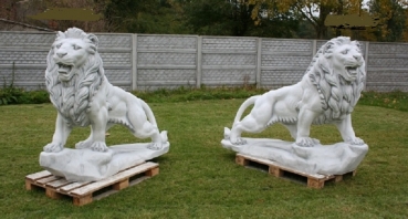 Steinfiguren Set, Gartenfiguren, Skulpturen, Statuen, Löwen