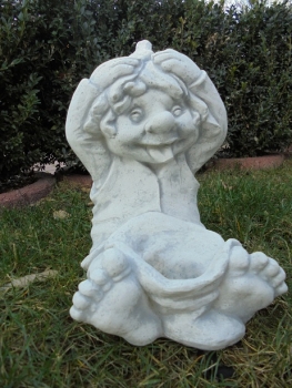 Zwerg, Troll, Wichtel, Skulptur, Steinfigur mit Pflanztopf