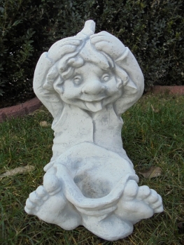 Zwerg, Troll, Wichtel, Skulptur, Steinfigur mit Pflanztopf
