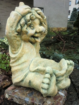 Zwerg, Troll, Wichtel, Skulptur, Steinfigur mit Pflanztopf