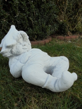Preview: Zwerg, Troll, Wichtel, Skulptur, Steinfigur mit Pflanztopf