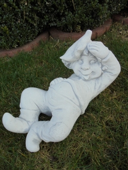 Zwerg, Troll, Wichtel, Skulptur, Steinfigur mit Pflanztopf