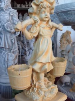 Gartenfigur "Mädchen mit 2 Blumentöpfen" Steinfigur, Park & Gartendekoration, Skulptur, Steinguss