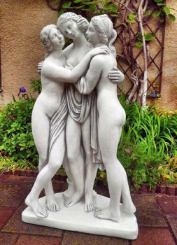 Gartenfigur, Statue, Figurengruppe "3 Grazien" 103 cm groß, Park & Gartendekoration, Steinfigur, Skulptur, Steinguss