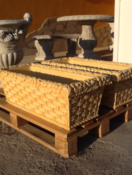 Korbkasten / Pflanzkasten, 90 x 40 cm, Pflanzschale, Park & Gartendekoration, Steinguss, Blumenschale