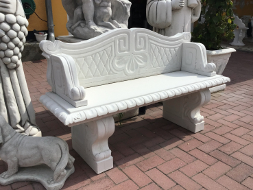 Gartenbank, Parkbank, massiv mit Lehne 140 cm breit, Park & Gartendekoration, Steinguss