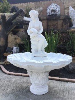 Steinbrunnen, Gartenbrunnen mit Wasserträgerin, 162 cm Hoch, Steinguss, Park & Gartendekoration