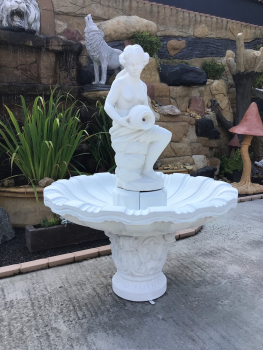 Steinbrunnen, Gartenbrunnen mit Wasserträgerin, 162 cm Hoch, Steinguss, Park & Gartendekoration