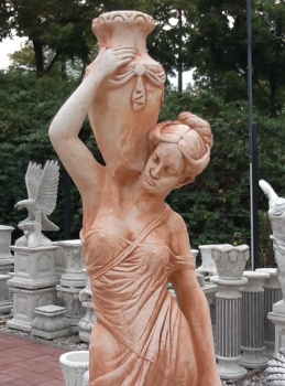 Steinfigur / Brunnenfigur "Wasserträgerin" Statue, Park & Gartendekoration, Gartenfigur, Teichfigur, Steinguss