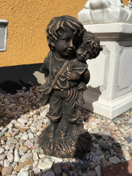 Gartenfigur "Huckepack" Steinfigur, Skulptur, Park & Gartendekoration, Steinguss