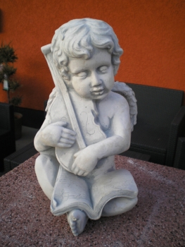 Preview: Gartenfigur, "süsser Engel spielt Violine" Park & Gartendekoration, Steinfigur, Skulptur, Steinguss