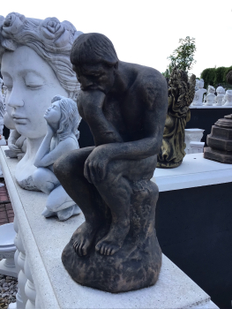 Steinfigur "Der Denker" weltberühmte Statue, 38 cm hoch, Park & Gartendekoration, Steinguss, Skulptur