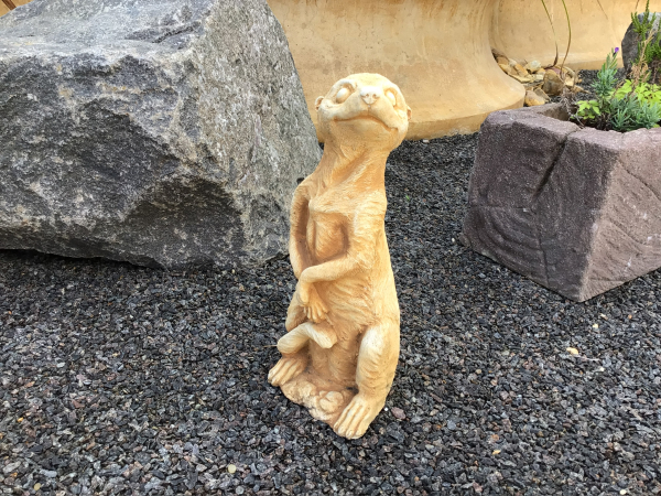 Gartenfigur, niedliches Erdmännchen, 30 cm Hoch, Park & Gartendekoration, Tierfigur, Steinguss, Steinfigur