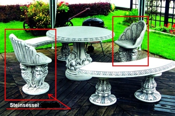 Massive stone garden chair with dragon design