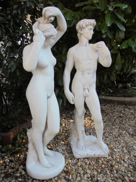 Steinfiguren, David & Venus / Skulpturen, Gartenfiguren, Park & Gartendekoration, Statuen, Parkfiguren, Steinguss