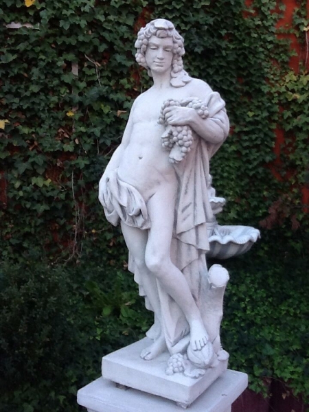 Statue, Gott des Weines, BACCHUS / DIONYSOS, 126 cm hoch, Gartendekoration, Steinfigur, Skulptur