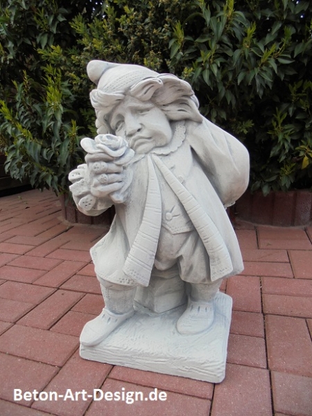 Zwerg, Troll, Wichtel, Skulptur, Steinfigur mit Pflanztopf