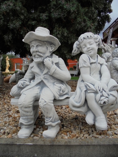 Steinfiguren Set, Gartenfiguren, Skulpturen, Statuen