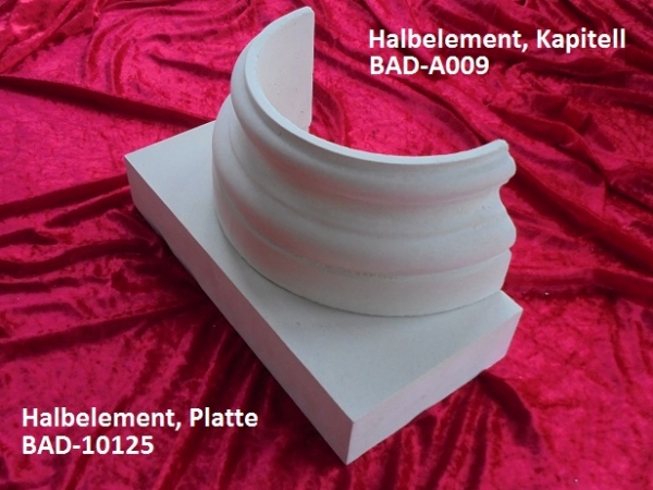 Halbelement Platte, Kapitel, Basis für Säulen