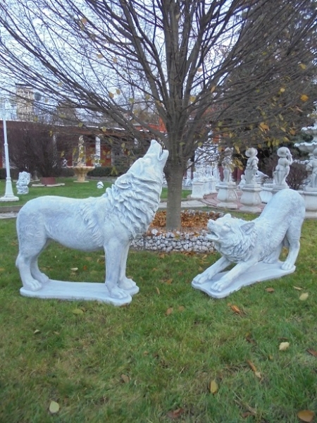 Wolf Steinfigur, Statue, Gartendekoration