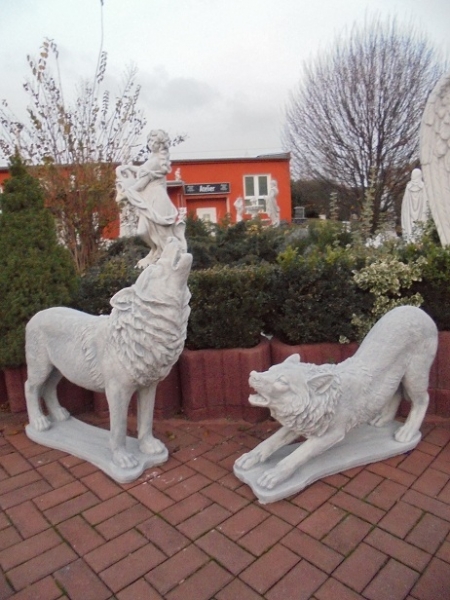Wolf Steinfigur, Statue, Gartendekoration