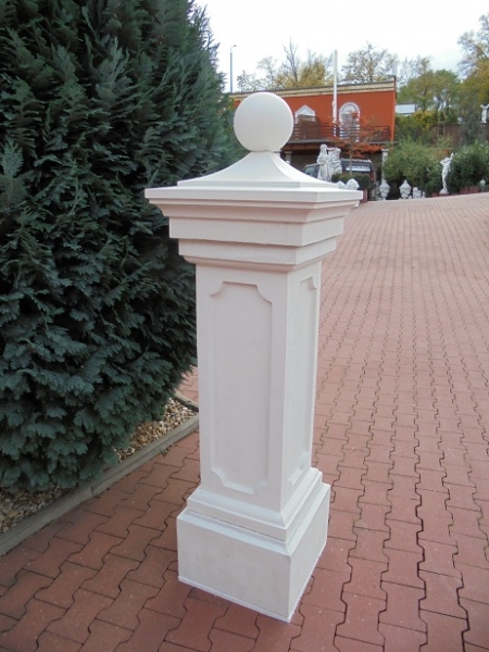 Zaunpfeiler mit Sockel als Betonpfeiler Torpfeiler mit Abdeckplatte & Kugel, Zaunsäule
