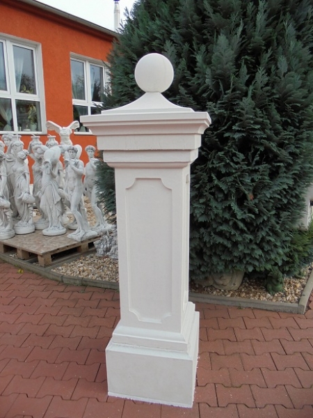 Zaunpfeiler mit Sockel als Betonpfeiler Torpfeiler mit Abdeckplatte & Kugel, Zaunsäule
