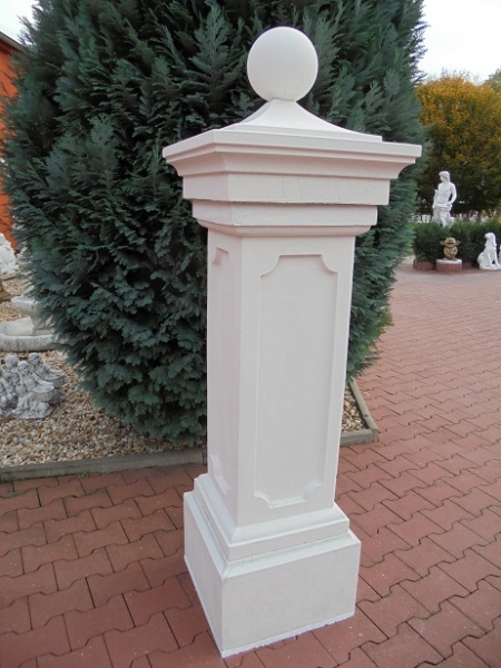 Zaunpfeiler mit Sockel als Betonpfeiler Torpfeiler mit Abdeckplatte & Kugel, Zaunsäule
