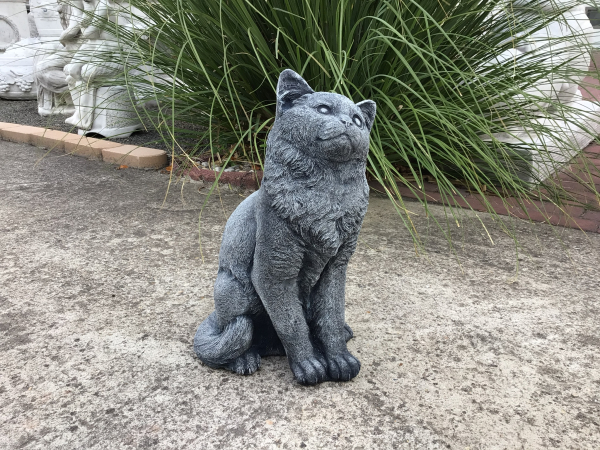 Katze Steinfigur, Gartendekoration, Steinguss, Gartenfigur, Skulptur