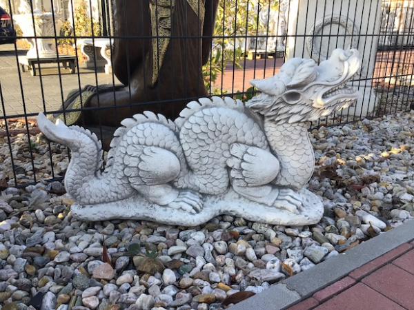 Steinfigur Drache, Steinguss, Statue, Tierfigur, Skulptur, Gartendekoration