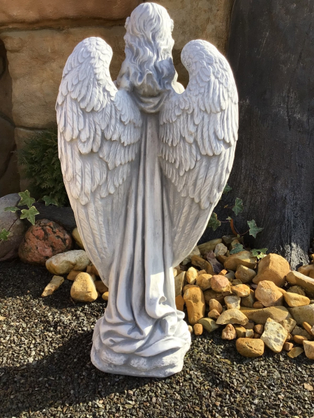 Steinfigur Engel mit großen Flügeln Steinguss Skulptur, Statue, Gartendekoration, Frostsicher