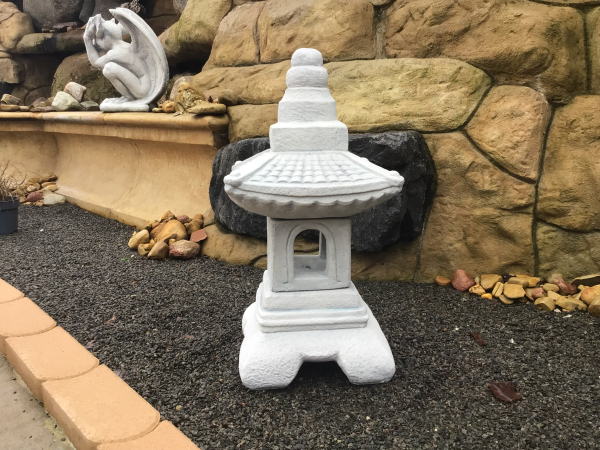 Steinlaterne Gartenfiguren Japan Lampe, Steinguss, 55 cm, Gartendeko Steinfigur
