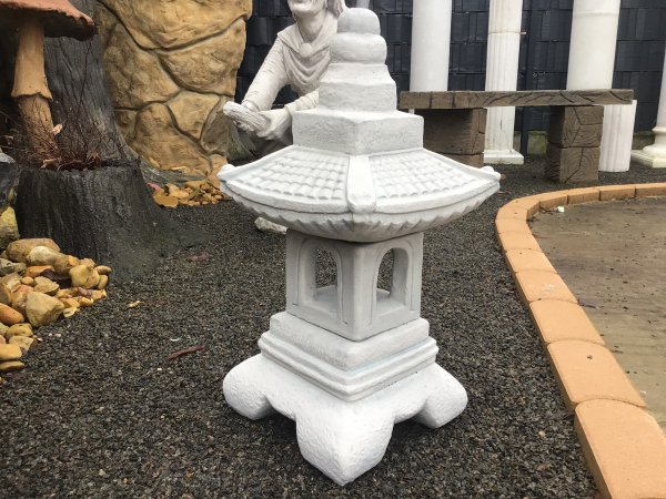 Steinlaterne Gartenfiguren Japan Lampe, Steinguss, 55 cm, Gartendeko Steinfigur